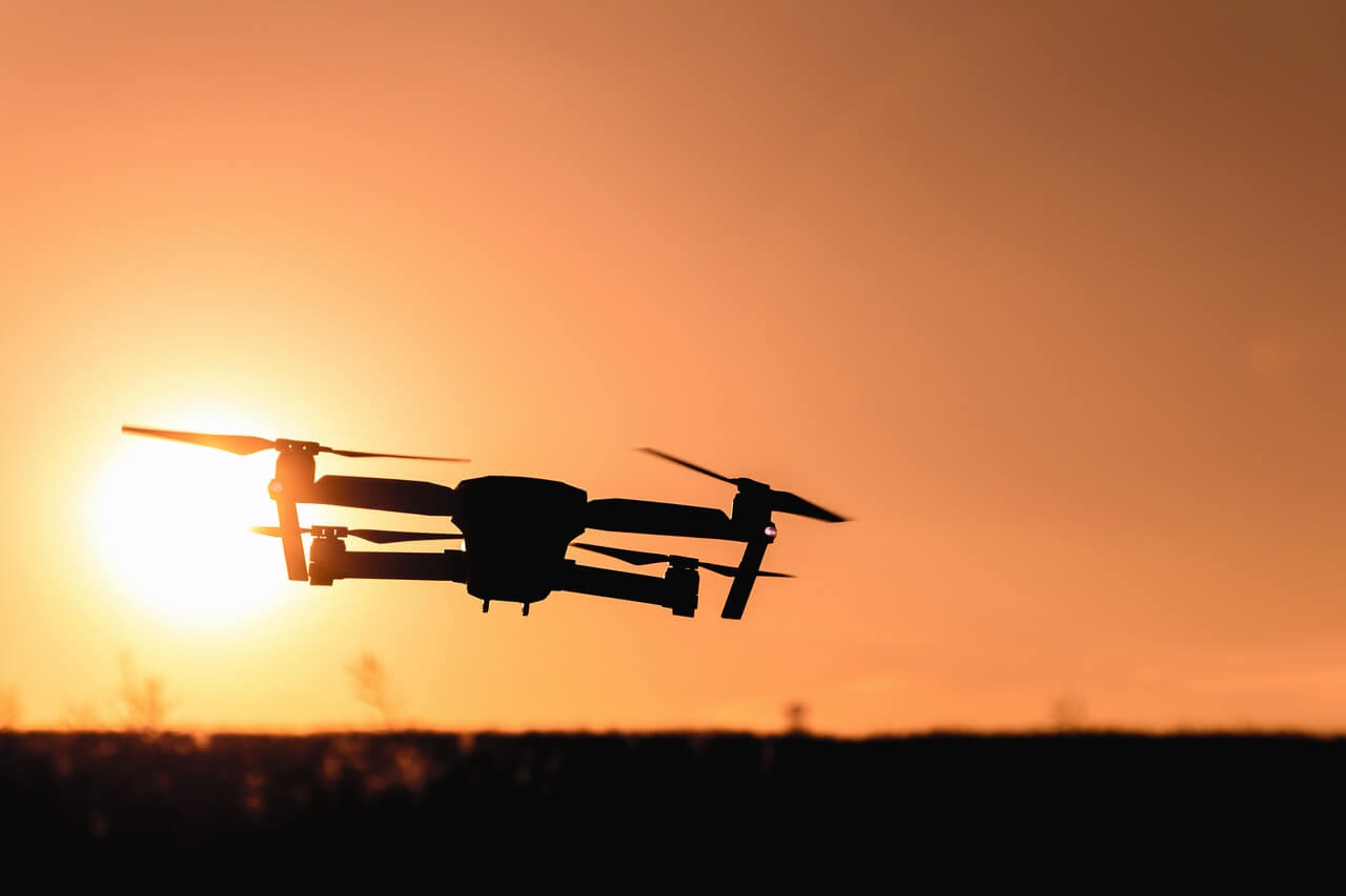 drone in sunset